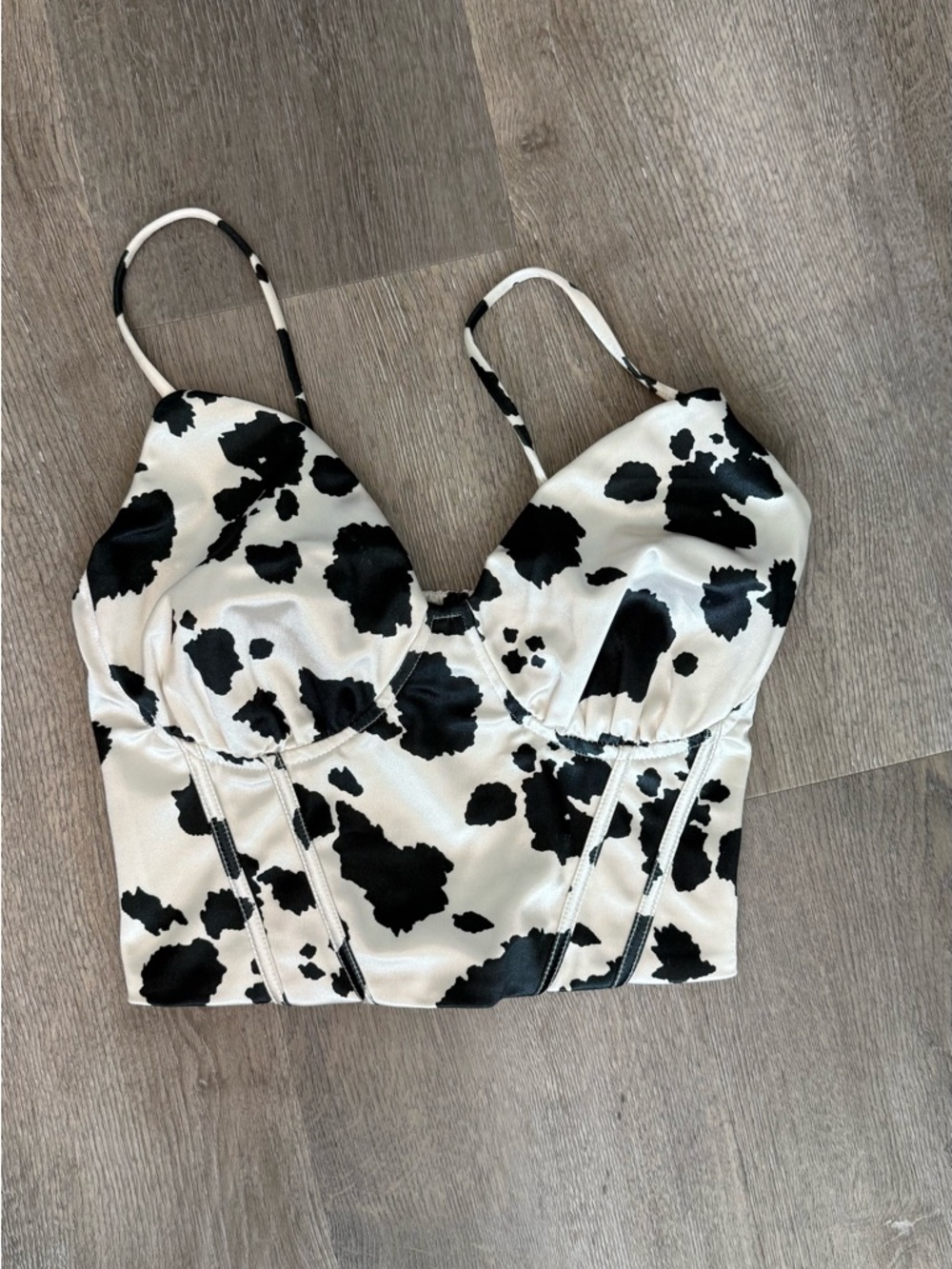 Cow Print Crop Top - White & Black